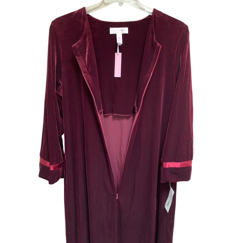 Woman's Full Length 1/2 Zip Oscar de la Renta House Coat 1/2 Zip Wine Color L - Picture 5 of 6